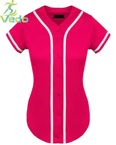 Bán Buôn Tùy Chỉnh Thăng Hoa In Ấn Giá Rẻ Trống 100% Polyester Ngắn Tay Áo Phụ Nữ Softball Uniform Bóng Chày Jersey