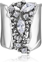 Bague en argent sterling 925 - Bague bouclier avec zircone cubique - Bagues de déclaration au design vintage pour femmes