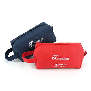 Tas Kosmetik Ramah Lingkungan Grosir Custom, Dapat Digunakan Kembali, Berbahan Kain Oxford Abu-abu Daur Ulang dengan Pola Titik dan Logo Custom - Product Image 3