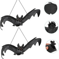 Nicro Prix de Gros Chauve-souris Volante Réaliste en Caoutchouc Souple TPR Noir Décoration Effrayante pour Maison Hantée Fournitures de Fête d'Halloween