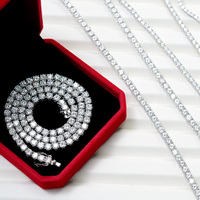 Collier tennis personnalisé de luxe en moissanite taille brillant certifiée IGI, en argent sterling 925 plaqué or, serti griffes, 2mm-6mm DEF