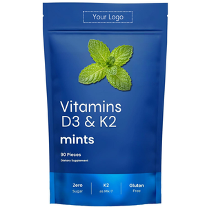 OEM Vitamin D3 K2 Nahrungsergänzungsmittel Zuckerfreie Minztabletten 5000IU 200mcg MK-7 zur Stimmungsverbesserung und Knochengesundheit, Aspartamfrei, Pfefferminzgeschmack - Product Image 4