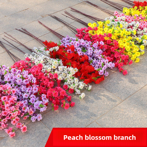 أغصان زهور الخوخ الحريرية الاصطناعية المصنوعة يدويًا والواقعية لتزيين حفلات الزفاف وعيد الحب والتخرج ورأس السنة الجديدة والمنزل - Product Image 1