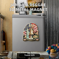 Aimant de réfrigérateur en métal émaillé 3D avec peinture de musique reggae jamaïcaine, motif palmier et guitare, souvenir de voyage, aimant décoratif