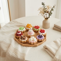 Handgemaakte bloeivormige eiertaart geurkaars van sojawas, fruitdessert crème aromatherapie kaars voor verjaardag, koffieshop cadeaus