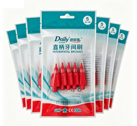 Brosses interdentaires intelligentes rouges réutilisables avec manche en plastique pour l'élimination de la plaque dentaire, sûres pour les appareils dentaires, 5 unités par sachet, usine GMP avec 25 ans d'expérience