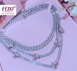 Icy Zirconia Diamond Vrouwen Sieraden 2022 Iced Out Tennis Vlinder Choker Ketting