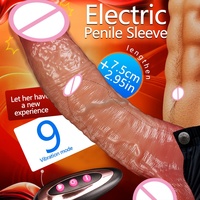 Manchon vibrant réaliste pour pénis, 9 modes de vibration, extenseur de pénis électrique, jouet sexuel pour adultes en silicone télécommandé.