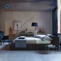 Couverture en tissu nubuck italien minimaliste taille roi et reine ensemble de cadre de lit avec meubles de canapé