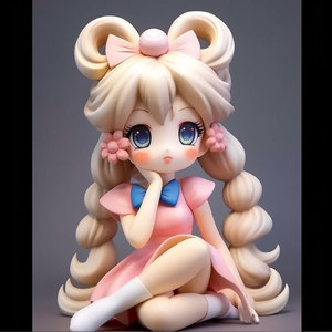 Custom Anime Cute Girl Figure Resin <b>Doll</b> With Pink Bow And Plush Toy Desktop Decoration For Kids 7-12 Years - Product Image 4
