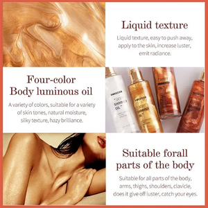 Etiqueta privada Vegan Body Glitter <span class=keywords><strong>Highlighter</strong></span> <span class=keywords><strong>Iluminador</strong></span> Bronceador líquido Body Glow Oil Body Shimmer con ingredientes minerales - Product Image 3
