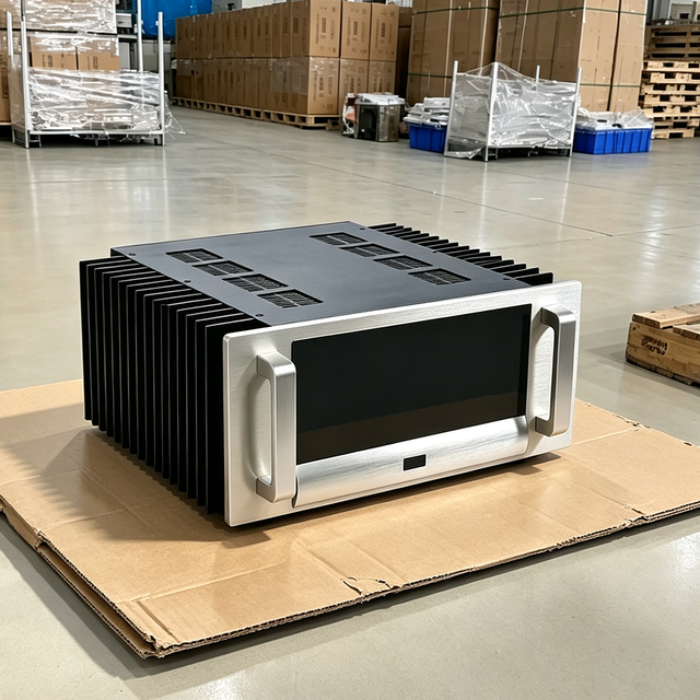 Custom Size All Aluminum Hifi Amplifier Enclosure Extruded Heat Sink Fins Audio Chassis for Class Amplifier IP54 Rated