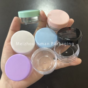 Contenants cosmétiques ronds en plastique transparent rose de 10 g ISMAN avec couvercles à vis pour soins de la peau, crème pour les yeux et poudre libre - Product Image 3