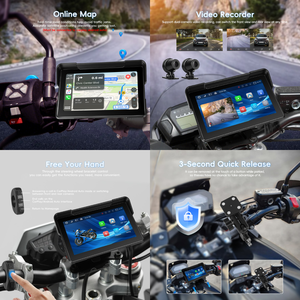 หน้าจอ Podofo ขนาด <span class=keywords><strong>7</strong></span> นิ้ว สำหรับมอเตอร์ไซค์ แบบพกพา รองรับ Carplay ไร้สาย ระบบนำทาง Android Auto กันน้ำ <span class=keywords><strong>IP67</strong></span> ขายส่งจากโรงงาน - Product Image 3