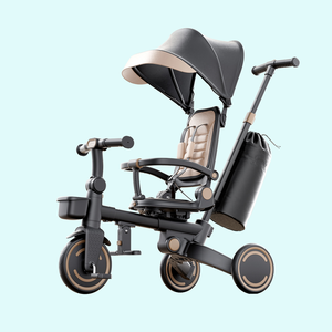 Tricycle bébé avec roues en PU absorbant les chocs, poussette, 9 modes, vélo d'équilibre convertible, trike 105 ° -145 °   Siège <span class=keywords><strong>inclinable</strong></span> pour les tout-petits de 6 mois à 3 ans - Product Image 3