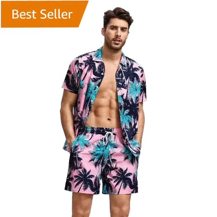 Herren Sommer Hawaii hemd Anzug lässig Print Festival Blumen kleidung Kurzarm Shorts 2 Stück Strand Outfit Matching Set