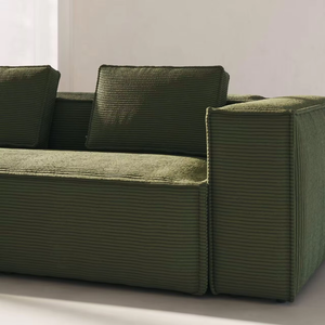 Nordique petit salon Tofu bloc Module trois ou quatre français velours côtelé tissu canapé vert combinaison coin - Product Image 5