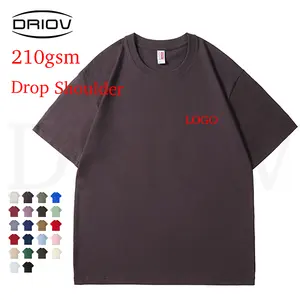 high quality Drop shoulder 210g cotton 3xl men tshirt streetwear men custom logo tshirt puff print t shirt for men