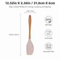 Spatule en silicone OEM, résistante à la chaleur, sans BPA, flexible, avec manche en bois, pour ustensiles de cuisson antiadhésifs
