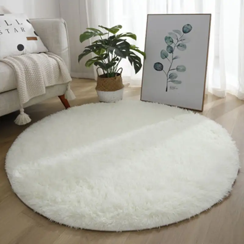 High Quality Luxury Modern Tie-Dye Shag Round Area Rugs Solid Color Super Soft Carpet Rugs For Living Room