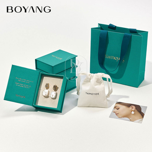 Boyang tùy chỉnh tái sử dụng cuốn sách phong cách màu xanh lá cây giấy quà tặng bông tai vòng cổ trang sức bao bì hộp - Product Image 3