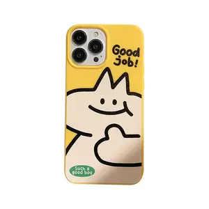 Iphone 14 13 12 11 Pro Max XR XS max X XS 7 8 artı sarı yeşil iyi iş sevimli karikatür kedi cep telefonu kılıfı