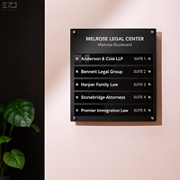 Plaque signalétique murale en laiton avec code QR pour nom de bureau, carte de table, panneau de porte, annuaire d'entreprise, plaques de bâtiment de bureau pour cabinet d'avocats