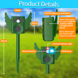 Répulsif Solaire Ultrasonique Anti-Nuisibles Design Ailes d'Ange Écologique Étanche avec Lumière pour le Contrôle des Rongeurs Maison et Jardin - Product Image 5