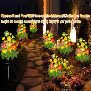 Lampe solaire de jardin en forme de fleur succulente, éclairage de chemin à interrupteur automatique pour l'aménagement paysager des jardins, chemins et cours - Product Image 3