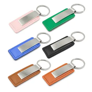 Factory Price Metal Genuine Blank Leather Keychain For Laser Custom Car Brand Logo Pu Modern Green Leather Keychain