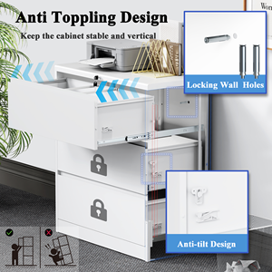 Gabinete moderno de acero de 3 cajones con cofre extraíble para oficina, escuela, almacén o taller de almacenamiento - Product Image 5