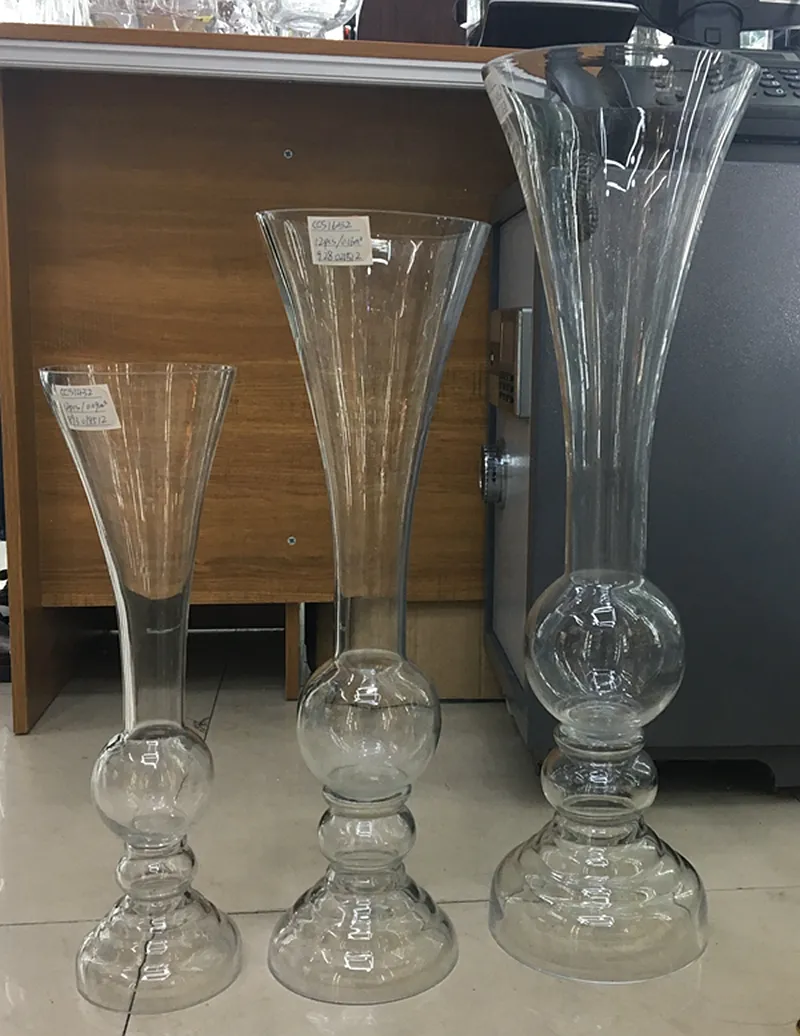 Vasi di vetro trasparente all'ingrosso di Luckygoods di LHP031-2 per il centrotavola della tabella di evento della festa nuziale decorativo