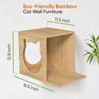 Mobilier de lit flottant d'intérieur moderne pour chat Maison en bambou massif pour animaux de compagnie avec maison en bois pour chat Style OEM