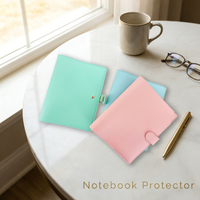 Couverture de carnet de notes A5 B6 colorée en cuir PU, protège-cahier classique avec fermeture à bouton-pression pour carnet