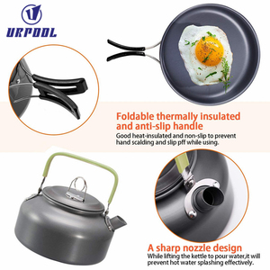 野营篝火用具可堆叠不粘烹饪炊具套装，包括带储物袋的锅碗 - Product Image 4