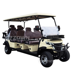 Carrito de golf de lujo Off-White de 6 plazas con techo largo a juego y protector frontal contra impactos para vehículos de transporte de visitantes en hoteles y resorts - Product Image 2