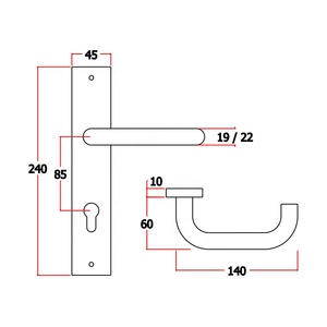 Maniglia per <span class=keywords><strong>Porta</strong></span> in Legno con Serratura in Acciaio Inox dal Design Semplice su Piastra - Product Image 6