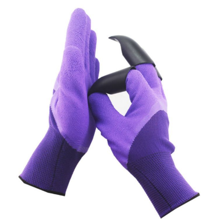 Guanti viola con un artiglio