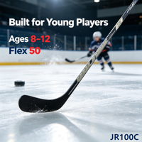 Bâton de hockey personnalisé T700 100% fibre de carbone 58 pouces Flex 50 pour l'entraînement et les matchs des enfants