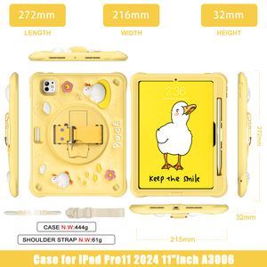 Funda Protectora para Tablet iPad <span class=keywords><strong>Pro</strong></span> 11 2024 <span class=keywords><strong>M4</strong></span> A2836/A2837/A3006, Diseño de Patito Adorable, Protección Completa Anticaídas y Antigolpes - Product Image 6