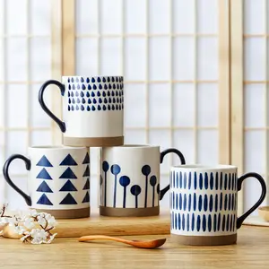 Nordic Office Household 500ml Große Kapazität Blaues Steinzeug Farbe Rohe Keramik Hand bemalte Keramik milch Kaffeetasse