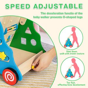 Poussette en bois pour bébé, trotteur pour bébés de <span class=keywords><strong>1</strong></span> <span class=keywords><strong>an</strong></span>, meilleur petit trotteur à pousser pour bébé grand - Product Image 3