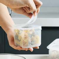 Boîte de conservation en plastique A2958 pour oignon vert, gingembre, ail, fruits et légumes, organisateur de réfrigérateur avec couvercle pour usage alimentaire