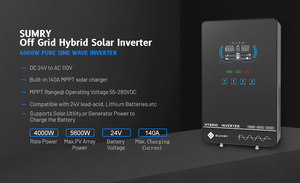 Гибридный инвертор SUMRY HGX 4 кВт 110 В, однофазный, 24 В, совместимый с литиевыми батареями, чистая синусоида - Product Image 6