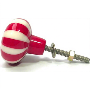 Bouton de meuble rond en résine émaillée rouge et blanc, motif ange de Noël, écologique, avec vis et écrou, pour décoration de fêtes - Product Image 1