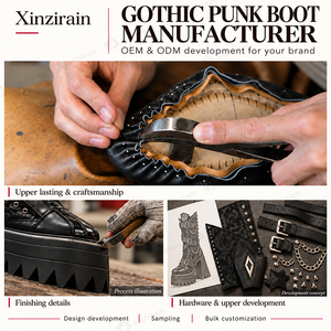 Stivali Punk da Donna Xinzirain Personalizzati con <span class=keywords><strong>Borchie</strong></span>, Suola Chunky <span class=keywords><strong>e</strong></span> Fibbia alla Caviglia in Stile Gotico - Product Image 5