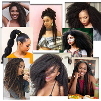 Vente en Gros Extensions de Cheveux Synthétiques Afro Crépus Bouclés Tressés au Crochet 18 Pouces 100g Cuban Twist Marley pour Femmes