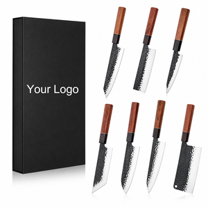 Ensemble <span class=keywords><strong>de</strong></span> couteaux <span class=keywords><strong>de</strong></span> <span class=keywords><strong>chef</strong></span> en acier inoxydable carbone, <span class=keywords><strong>couteau</strong></span> <span class=keywords><strong>Santoku</strong></span> japonais Kristsuke, <span class=keywords><strong>couteau</strong></span> forgé martelé fait main - Product Image 1