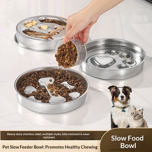 Bol à nourriture lente rond en acier inoxydable antidérapant et épaissi pour chien et chat - Product Image 3