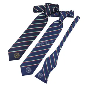 Dasi pria bergaris biru dasi otomatis dasi kupu-kupu Masonik Regalia dasi sutra dan dasi kupu-kupu dengan Logo kustom